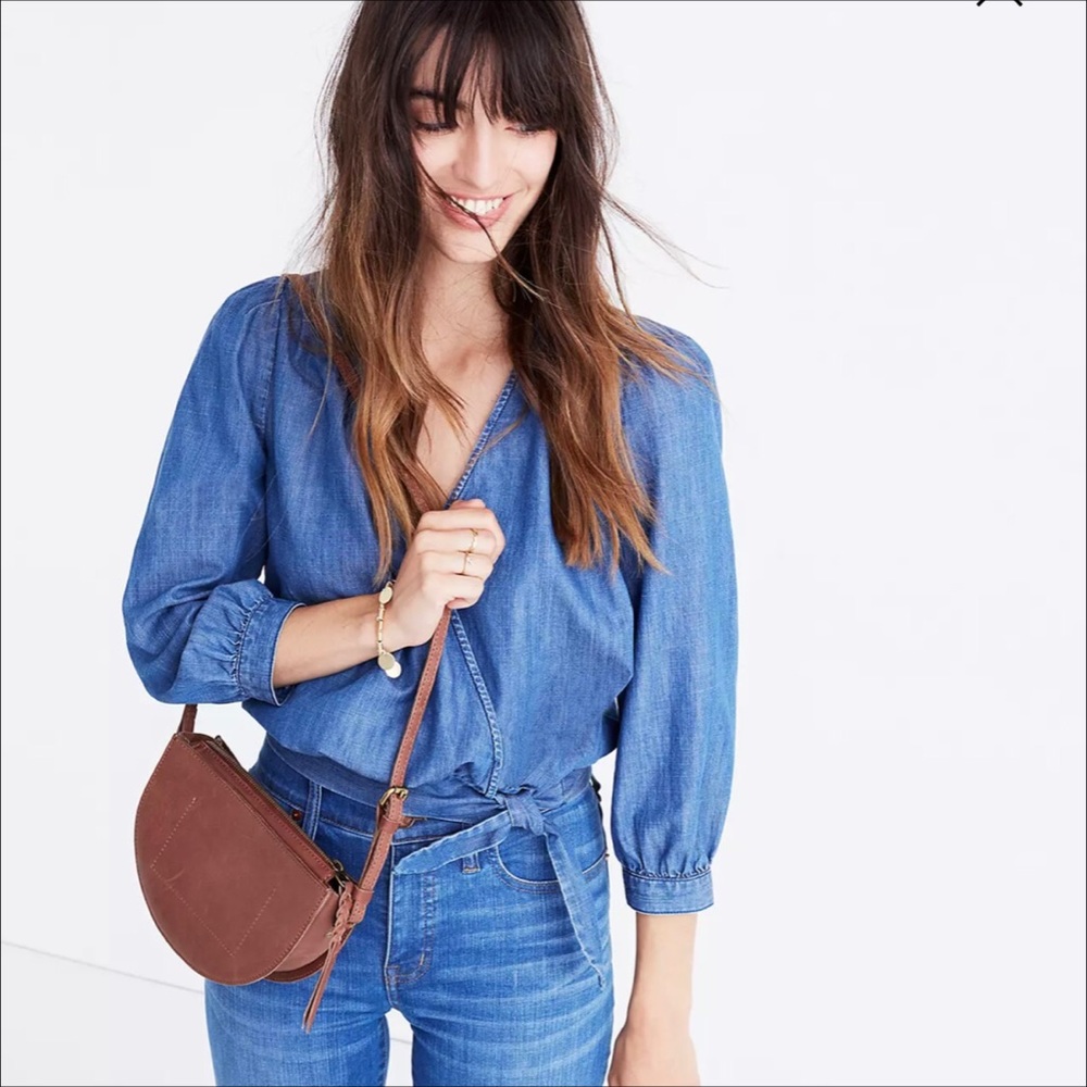 Madewell Denim Wrap Top. Size S